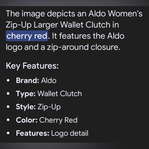 Aldo Cherry Red w/ Gold Hardware Medium Clutch Wallet 8x5” - Picture 4 of 4